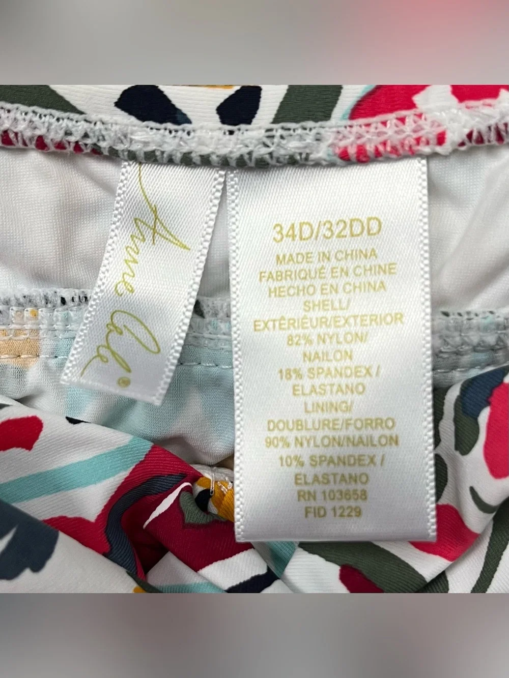 Anne Cole Watercolor Paisley Twist Front Underwire Tankini Top - 34D/32DD - EUC